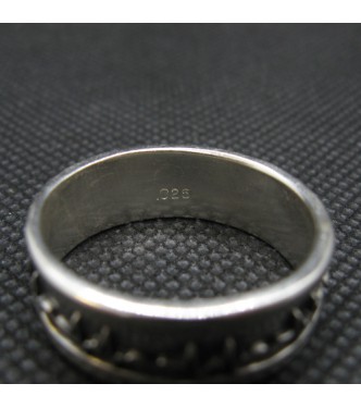 R002053 Sterling Silver Ring 8mm Handmade Band Genuine Solid Hallmarked 925 Cardiogram